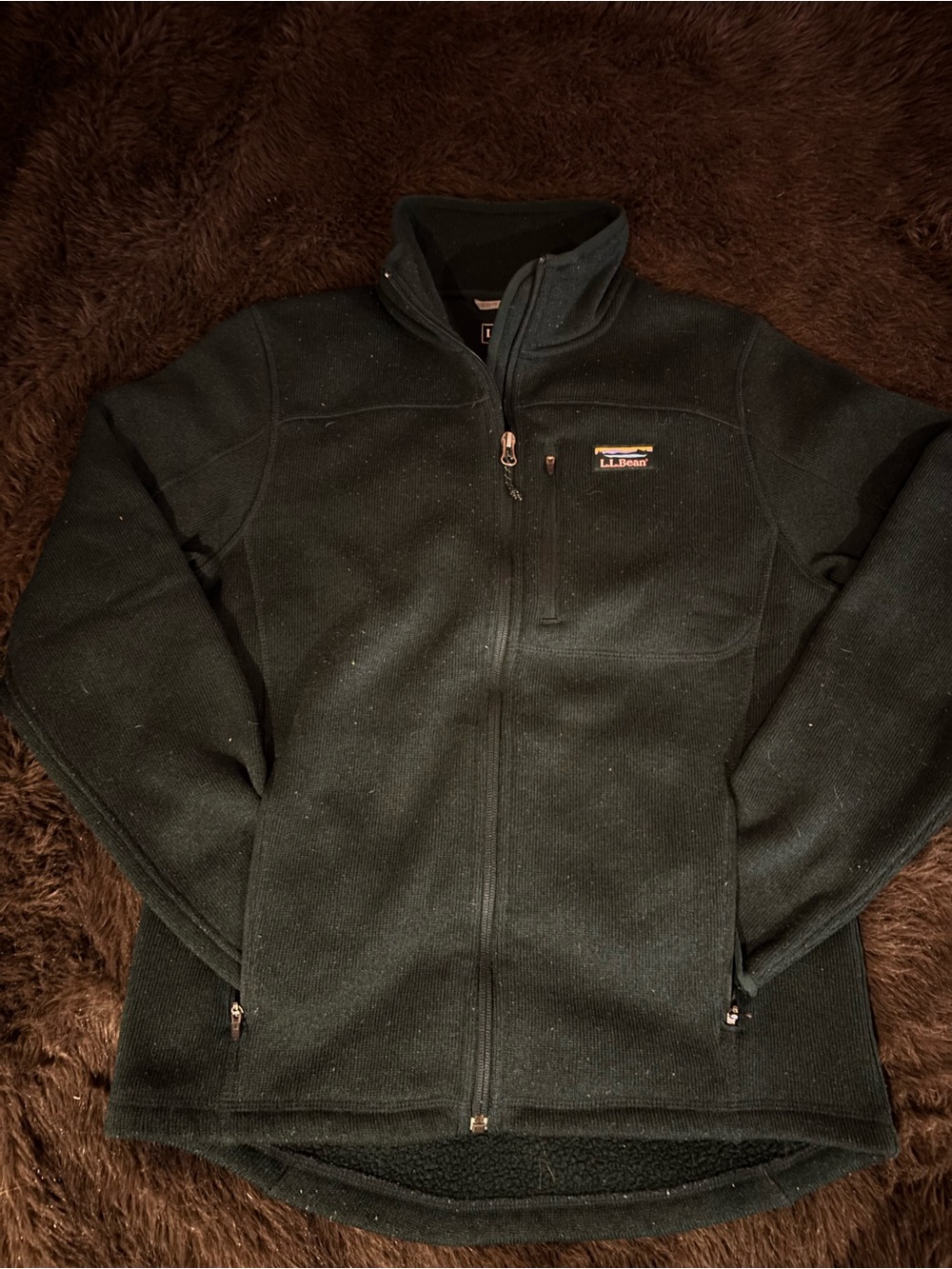 L.L.Bean Dark Green Slim Fleece Jacket